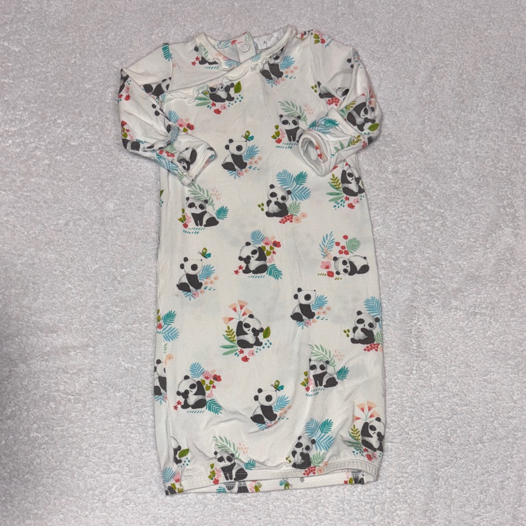 Angel Dear Panda Print Kids Nightgown Unisex Gender Neutral Bamboo 0/3m